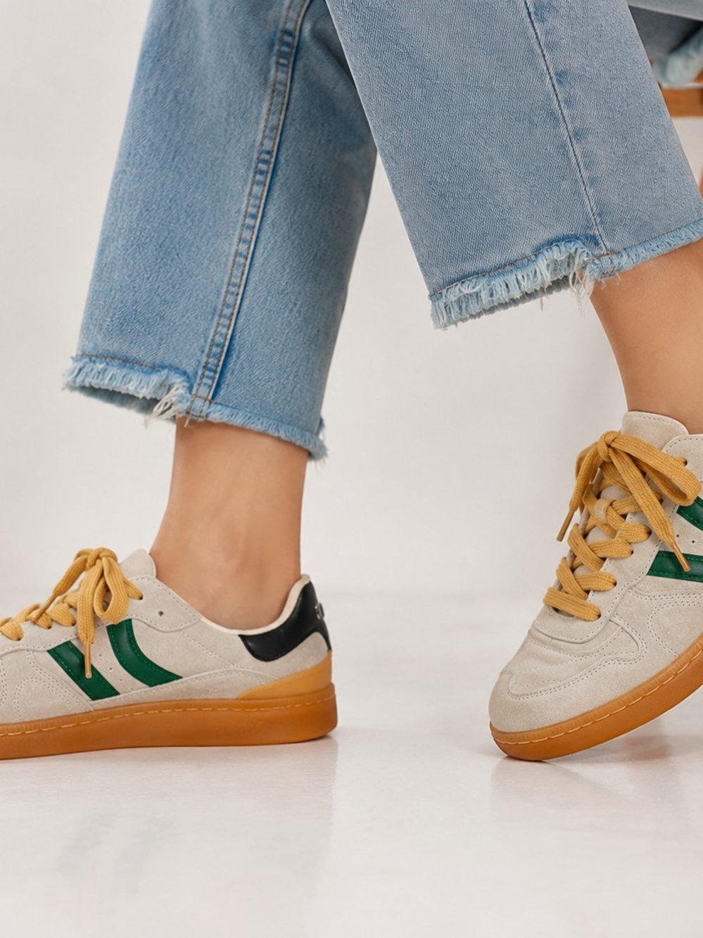 Coolway Suede Sneakers Men's US 6 EU‎ 40 Green Stripe Gum Sole New